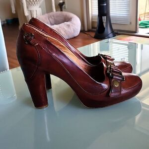 Frye "Liv Double Buckle" Leather Heels